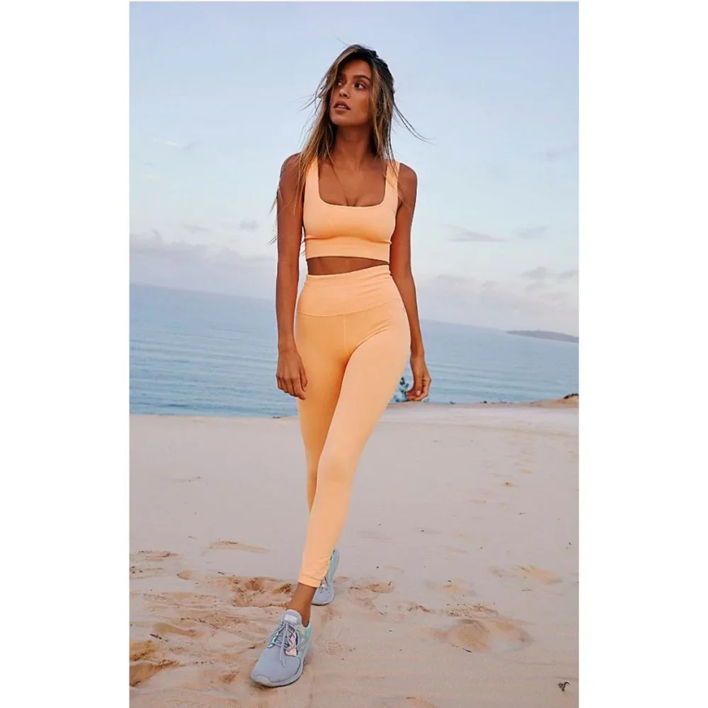 Free People Good Karma Leggings in Peach Horizon